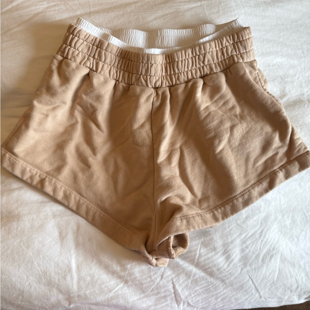 Daily Drills Tan Athletic Shorts with Elastic Waistband